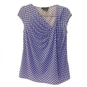 Etcetera Geometric Blue Women's Blouse Sz S